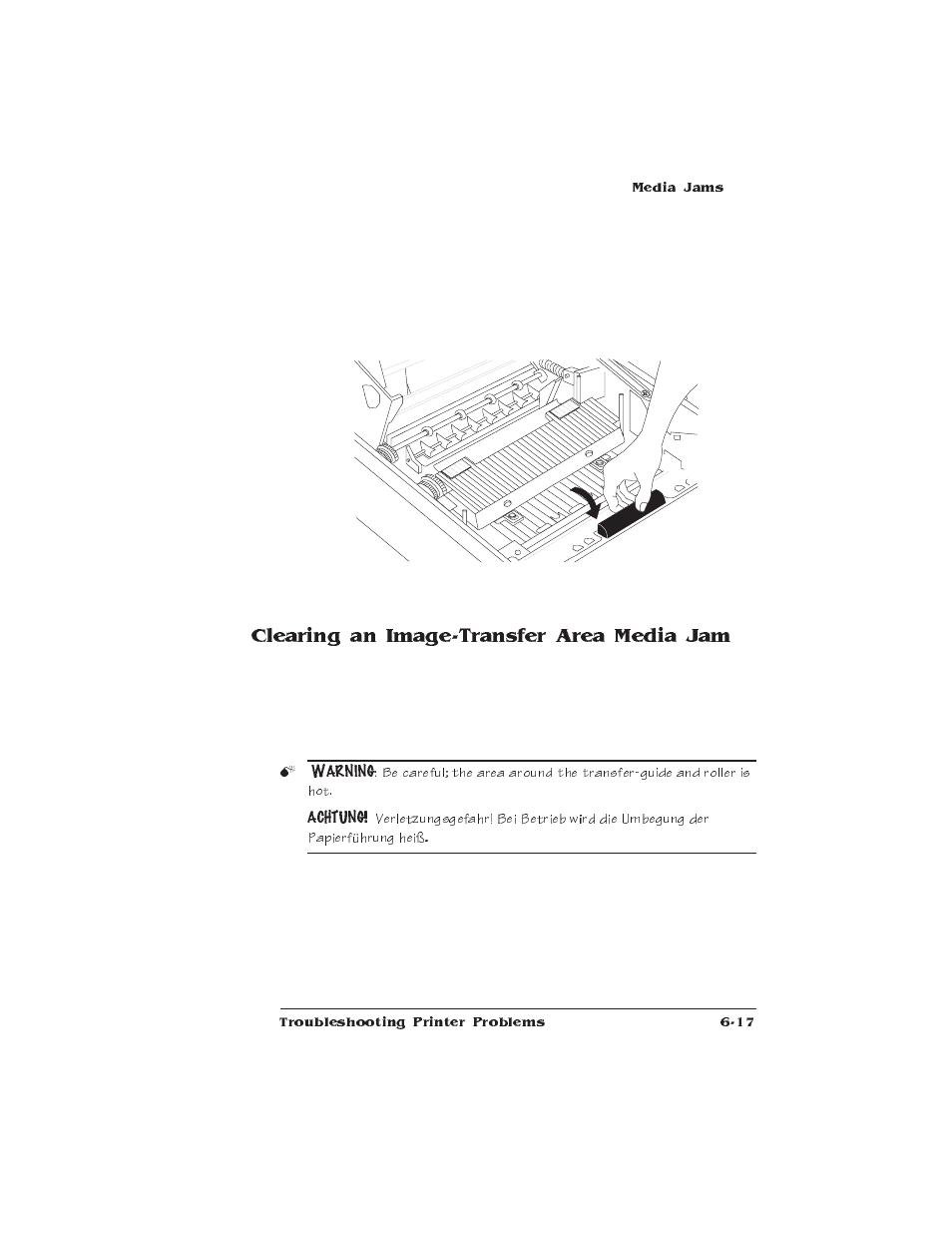 Clearing an image-transfer area media jam | IBM 1725 SLS User Manual | Page 163 / 328
