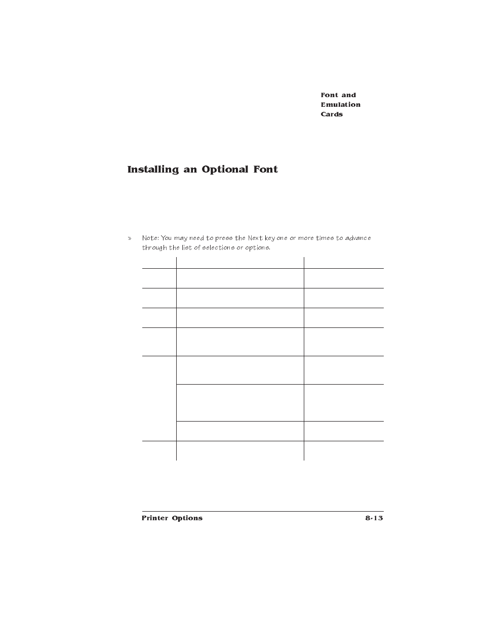 Installing an optional font | IBM 1725 SLS User Manual | Page 197 / 328