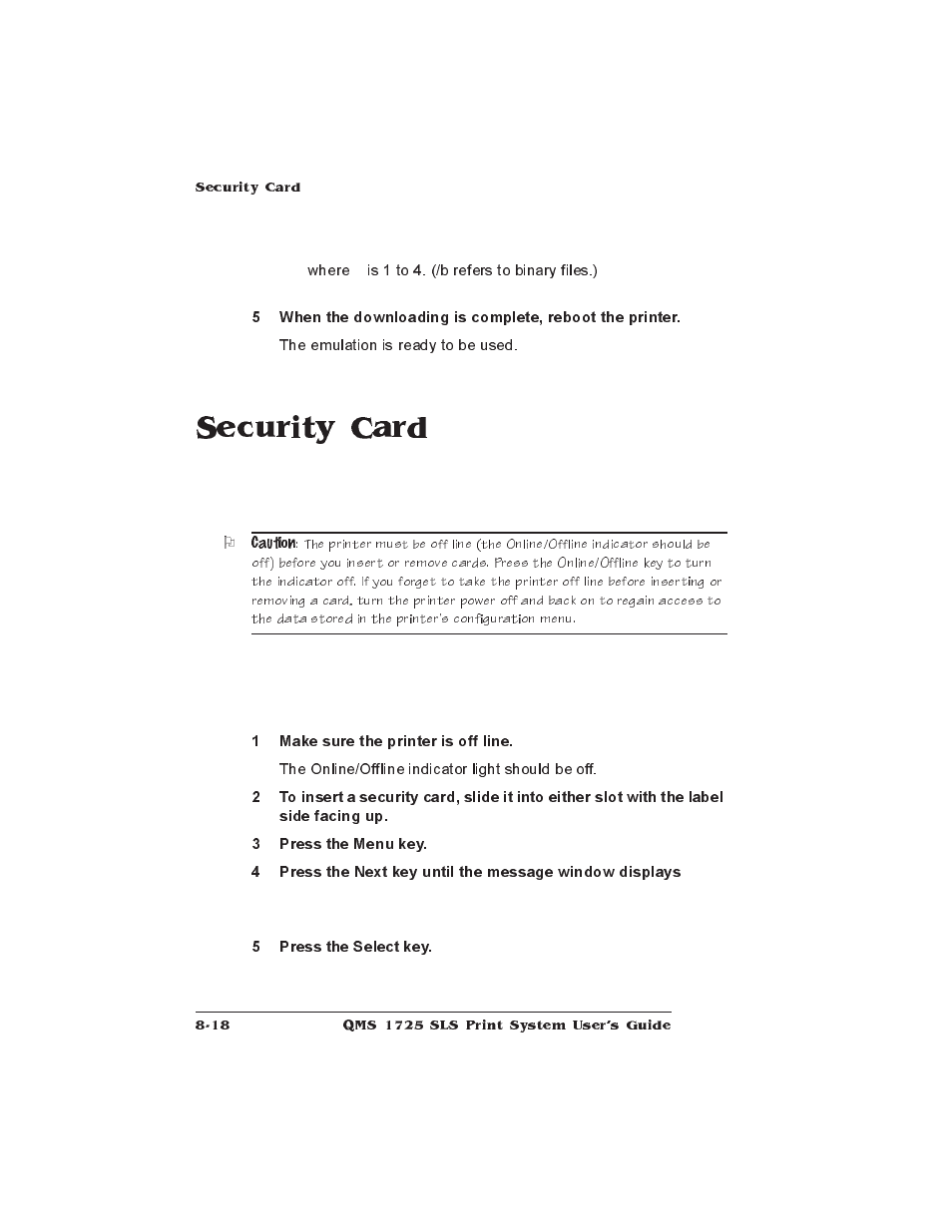 Security card | IBM 1725 SLS User Manual | Page 202 / 328