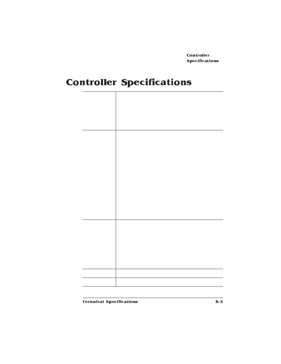 Controller specifications, Controller characteristics | IBM 1725 SLS User Manual | Page 239 / 328