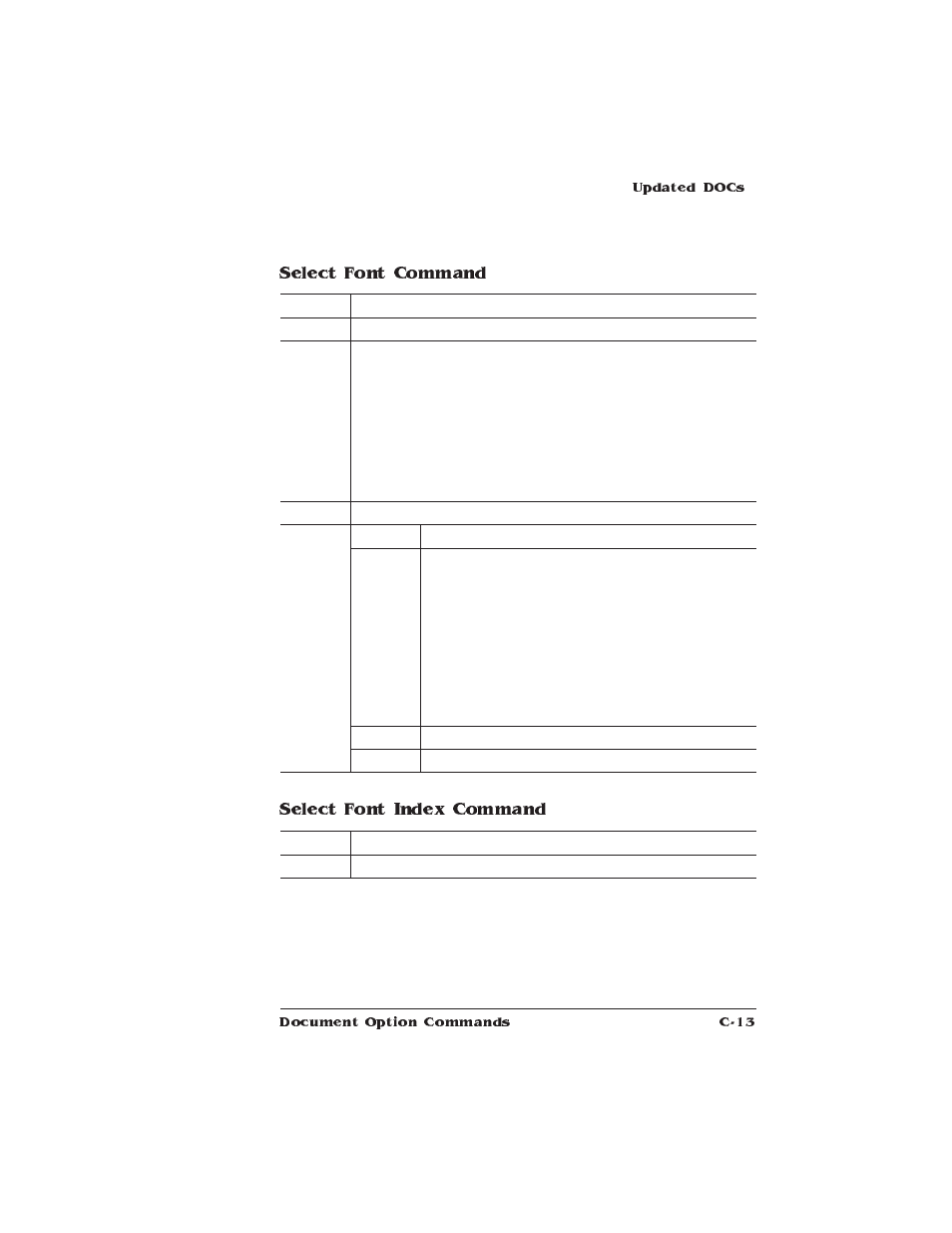 Select font command select font index command | IBM 1725 SLS User Manual | Page 263 / 328