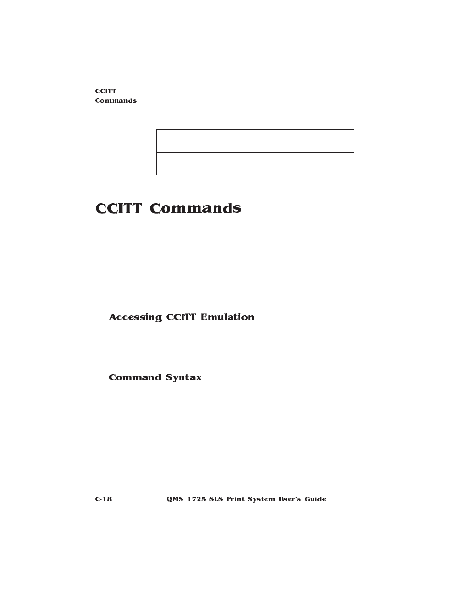 Ccitt commands, Accessing ccitt emulation, Command syntax | IBM 1725 SLS User Manual | Page 268 / 328