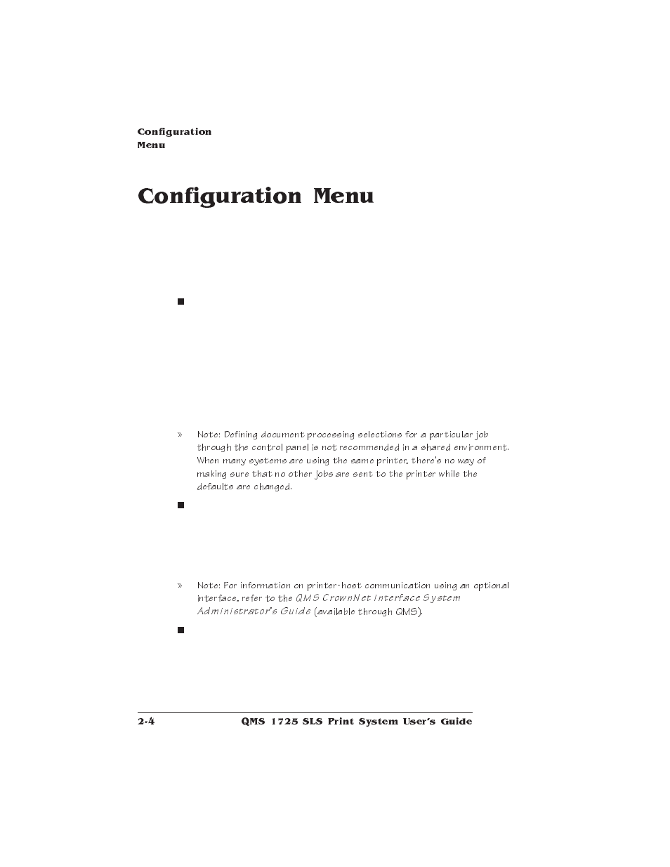 Configuration menu | IBM 1725 SLS User Manual | Page 38 / 328