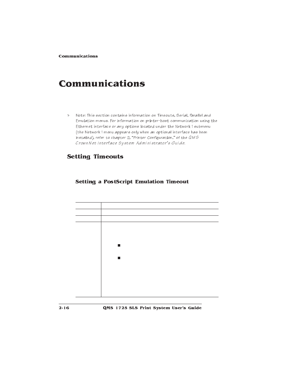 Communications, Setting timeouts | IBM 1725 SLS User Manual | Page 50 / 328