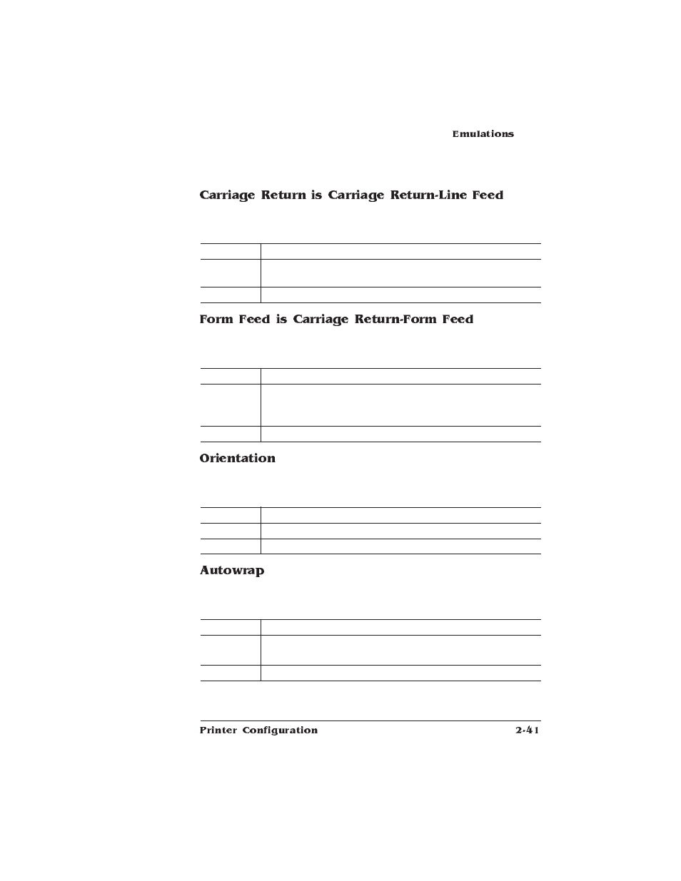 Carriage return is carriage return-line feed, Form feed is carriage return-form feed, Orientation | Autowrap | IBM 1725 SLS User Manual | Page 75 / 328