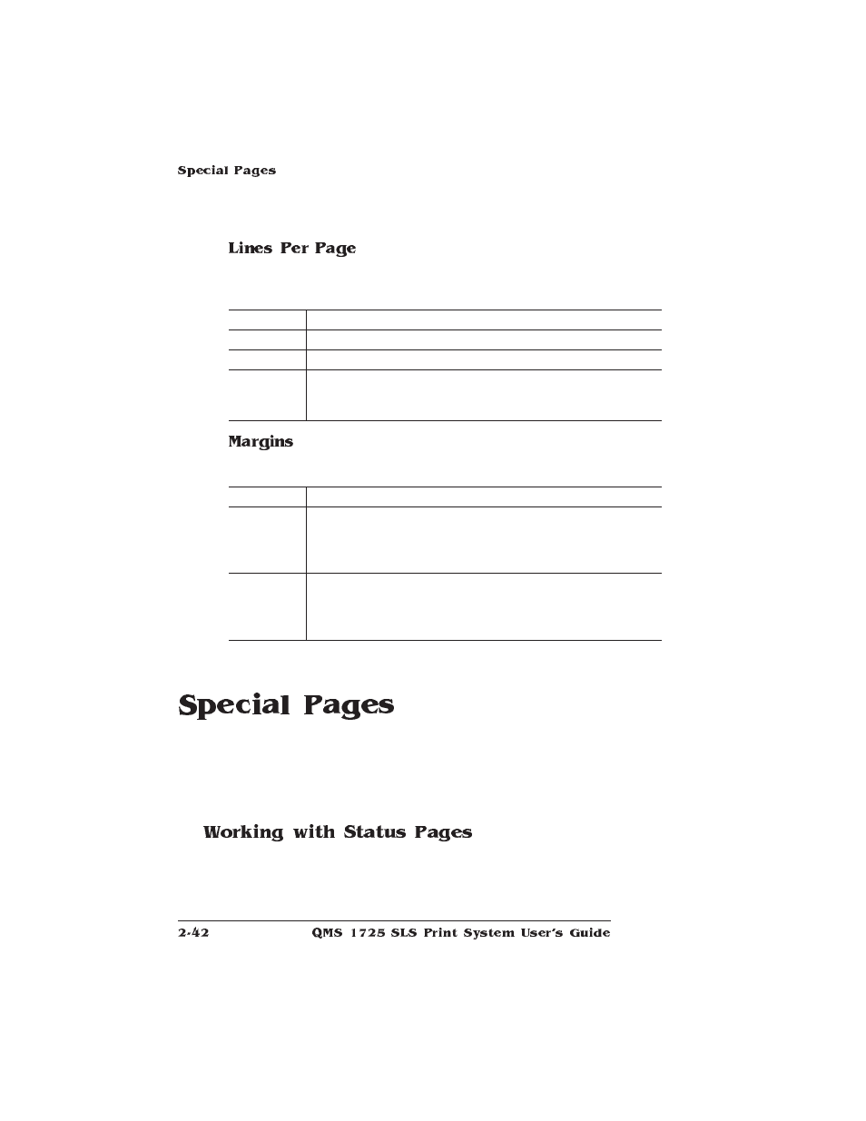 Special pages, Working with status pages | IBM 1725 SLS User Manual | Page 76 / 328