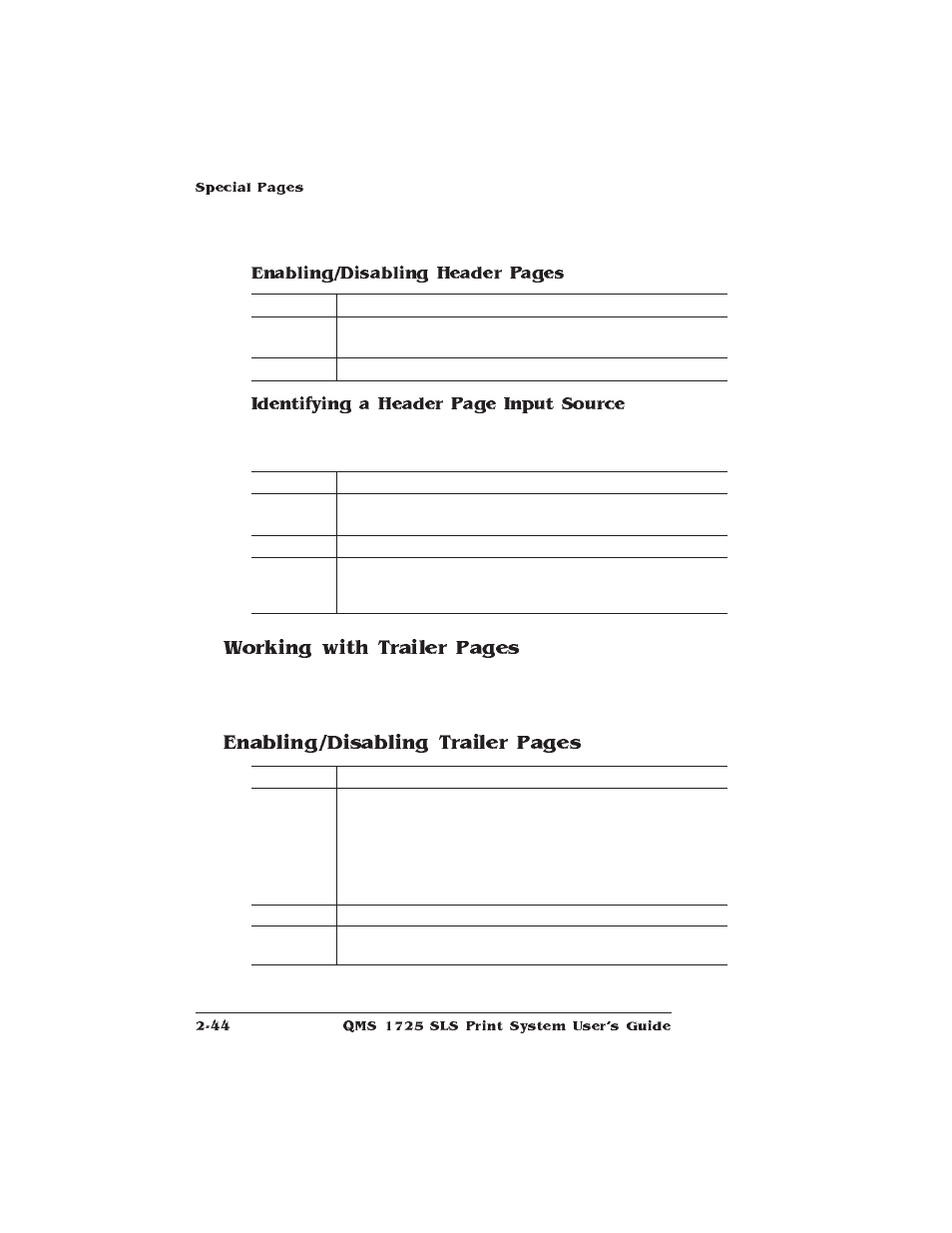 Working with trailer pages, Enabling/disabling trailer pages | IBM 1725 SLS User Manual | Page 78 / 328