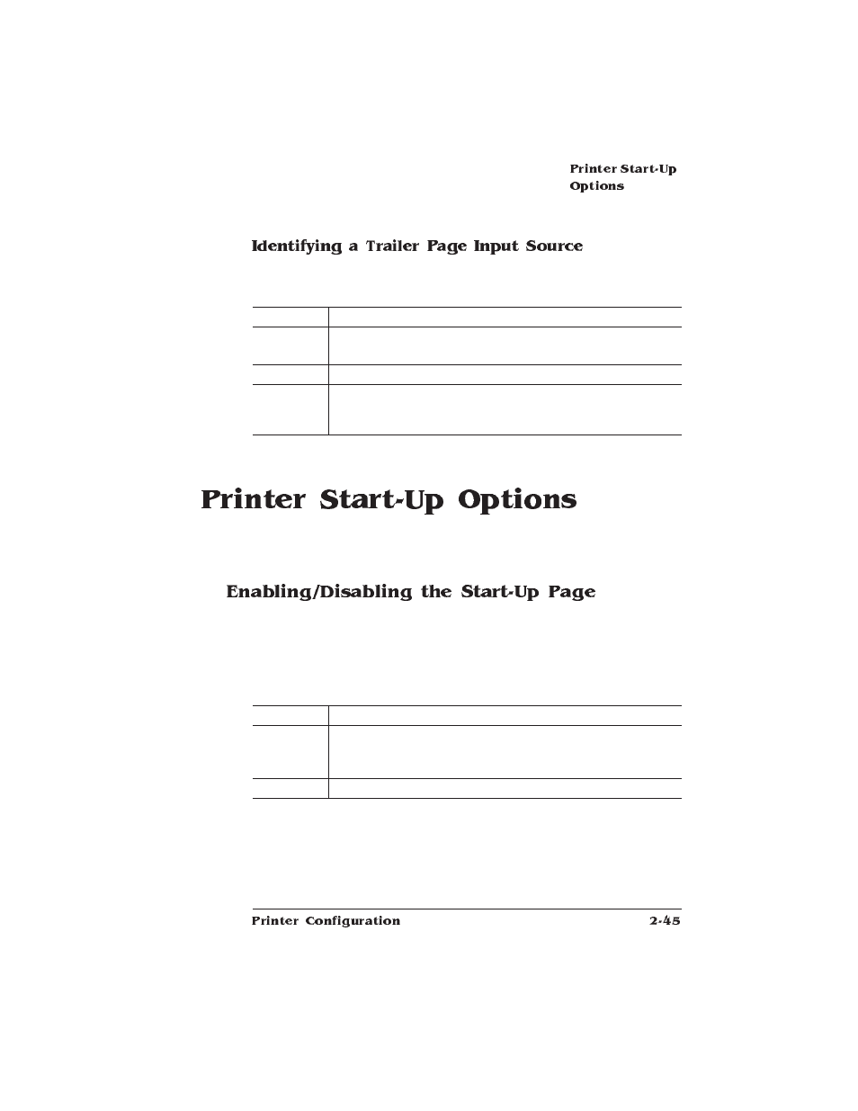 Printer start-up options, Enabling/disabling the start-up page | IBM 1725 SLS User Manual | Page 79 / 328
