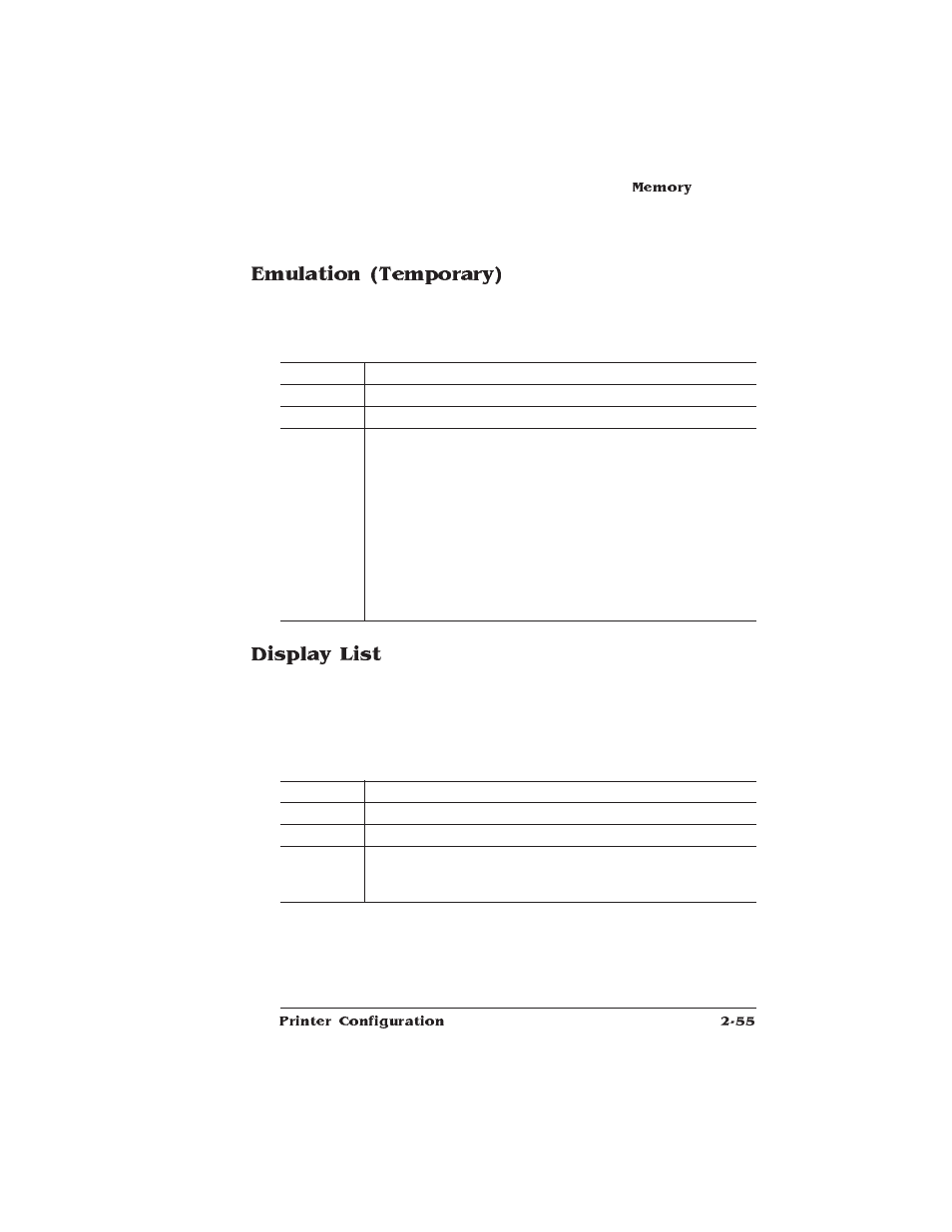 Emulation (temporary), Display list | IBM 1725 SLS User Manual | Page 89 / 328