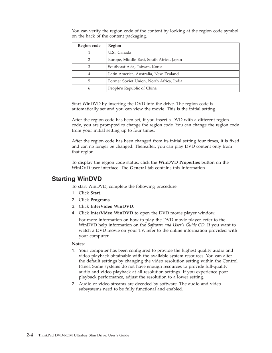 Starting windvd, Starting, Windvd | IBM Computer Drive User Manual | Page 14 / 44