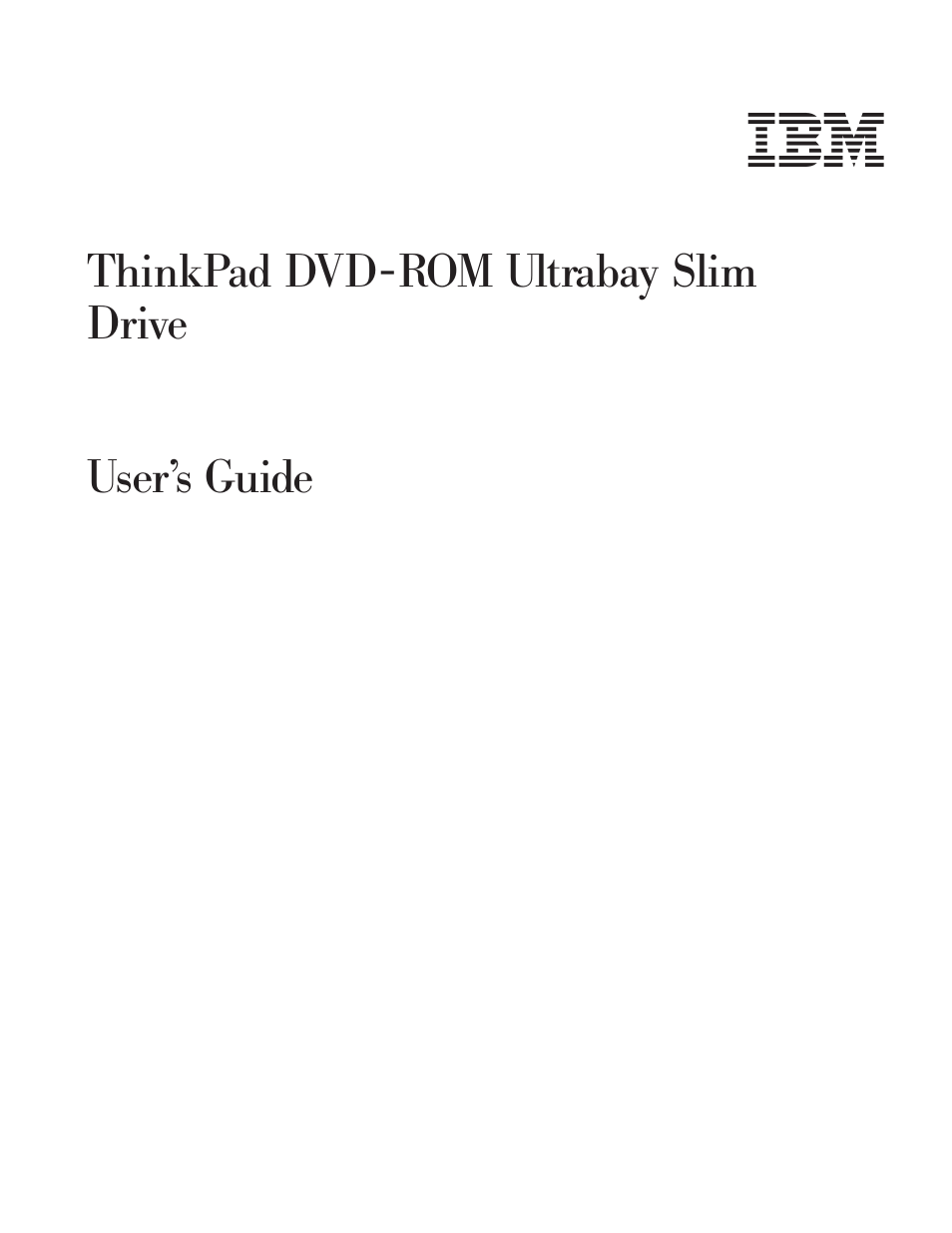 Thinkpad, Dvd-rom, Ultrabay | Slim, Drive, User’s, Guide | IBM Computer Drive User Manual | Page 3 / 44