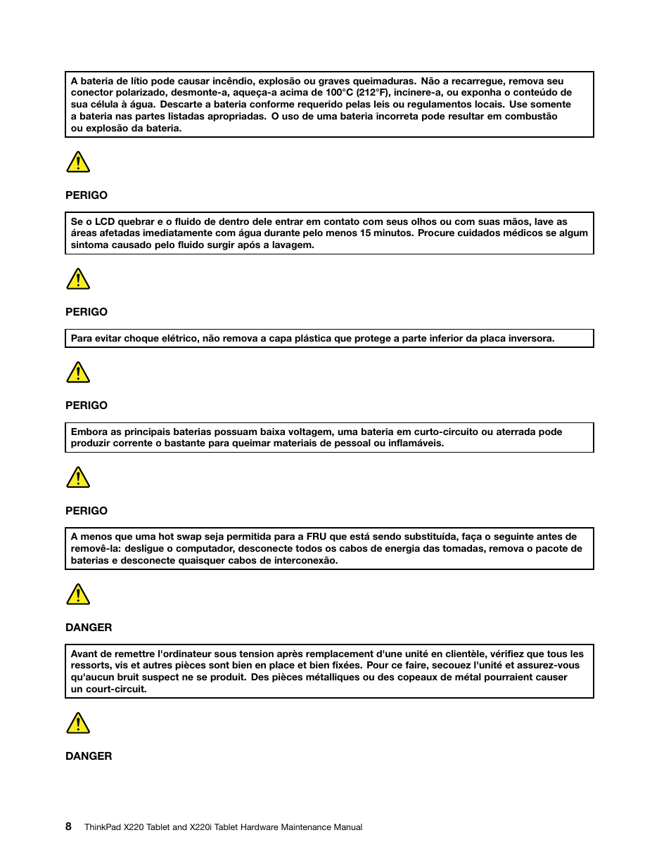 French | IBM X220 User Manual | Page 14 / 146