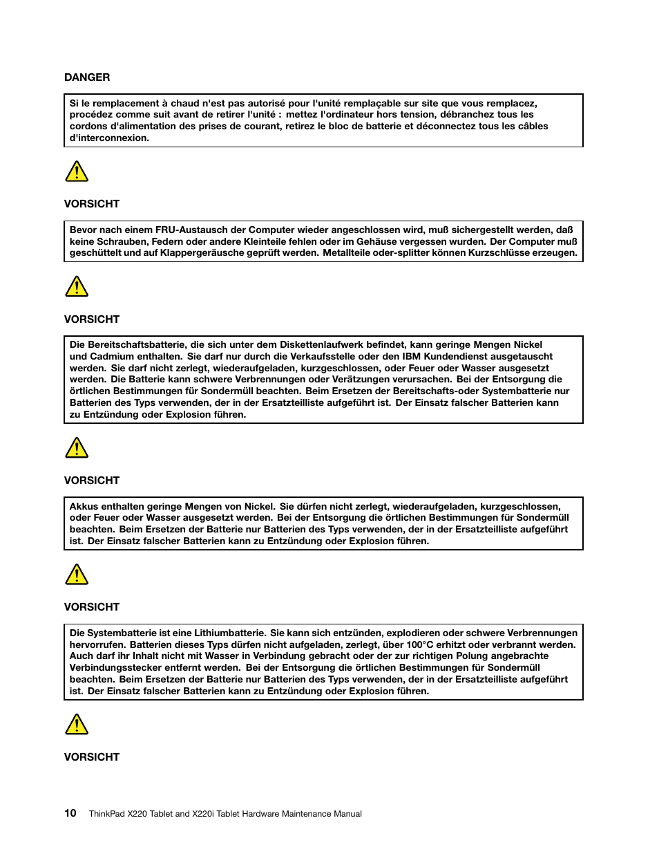 German | IBM X220 User Manual | Page 16 / 146