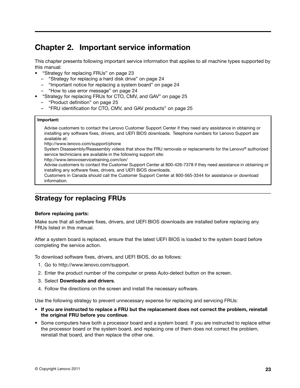 Chapter 2. important service information, Strategy for replacing frus | IBM X220 User Manual | Page 29 / 146