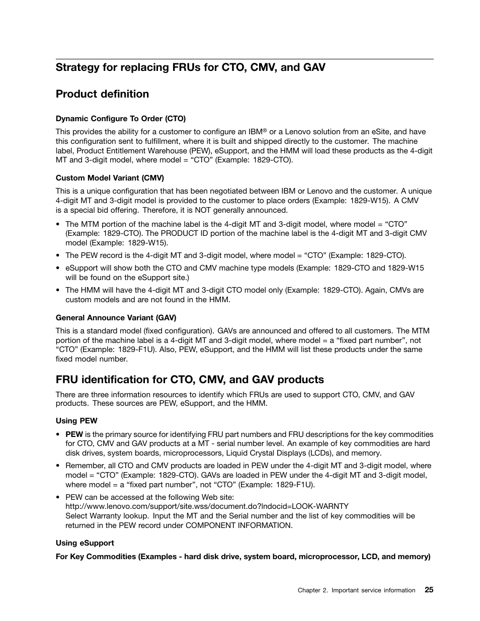 Strategy for replacing frus for cto, cmv, and gav, Product definition, Fru identification for cto, cmv, and gav products | IBM X220 User Manual | Page 31 / 146
