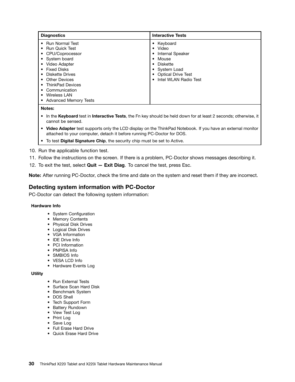 Detecting system information with pc-doctor | IBM X220 User Manual | Page 36 / 146