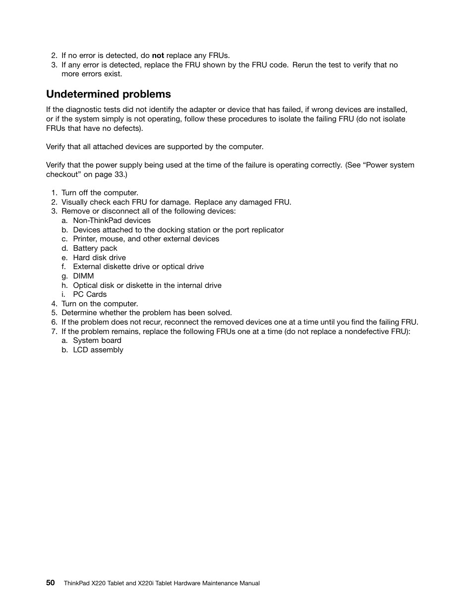 Undetermined problems | IBM X220 User Manual | Page 56 / 146
