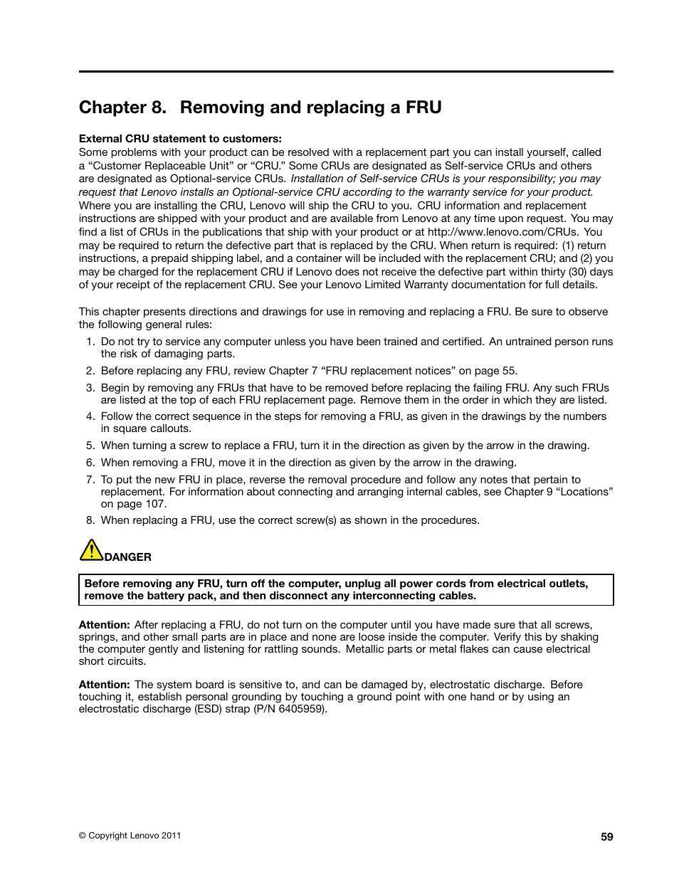 Chapter 8. removing and replacing a fru | IBM X220 User Manual | Page 65 / 146
