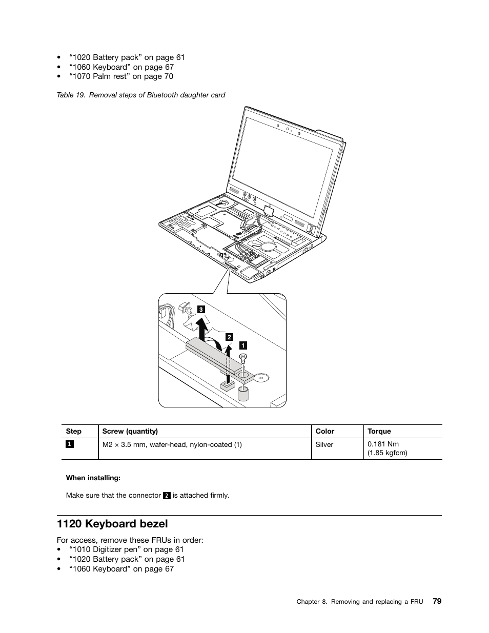 1120 keyboard bezel | IBM X220 User Manual | Page 85 / 146