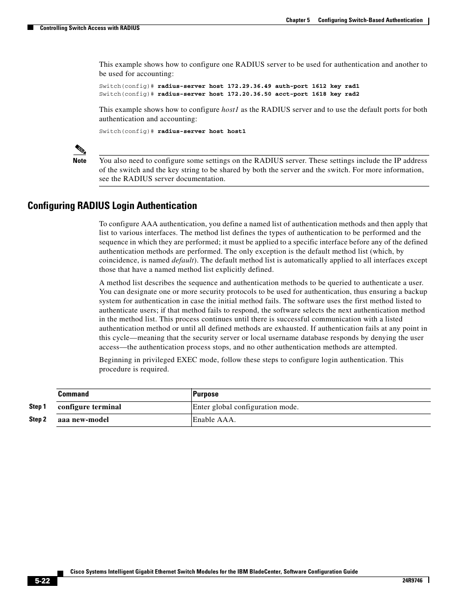 Configuring radius login authentication | IBM 12.1(22)EA6 User Manual | Page 102 / 550