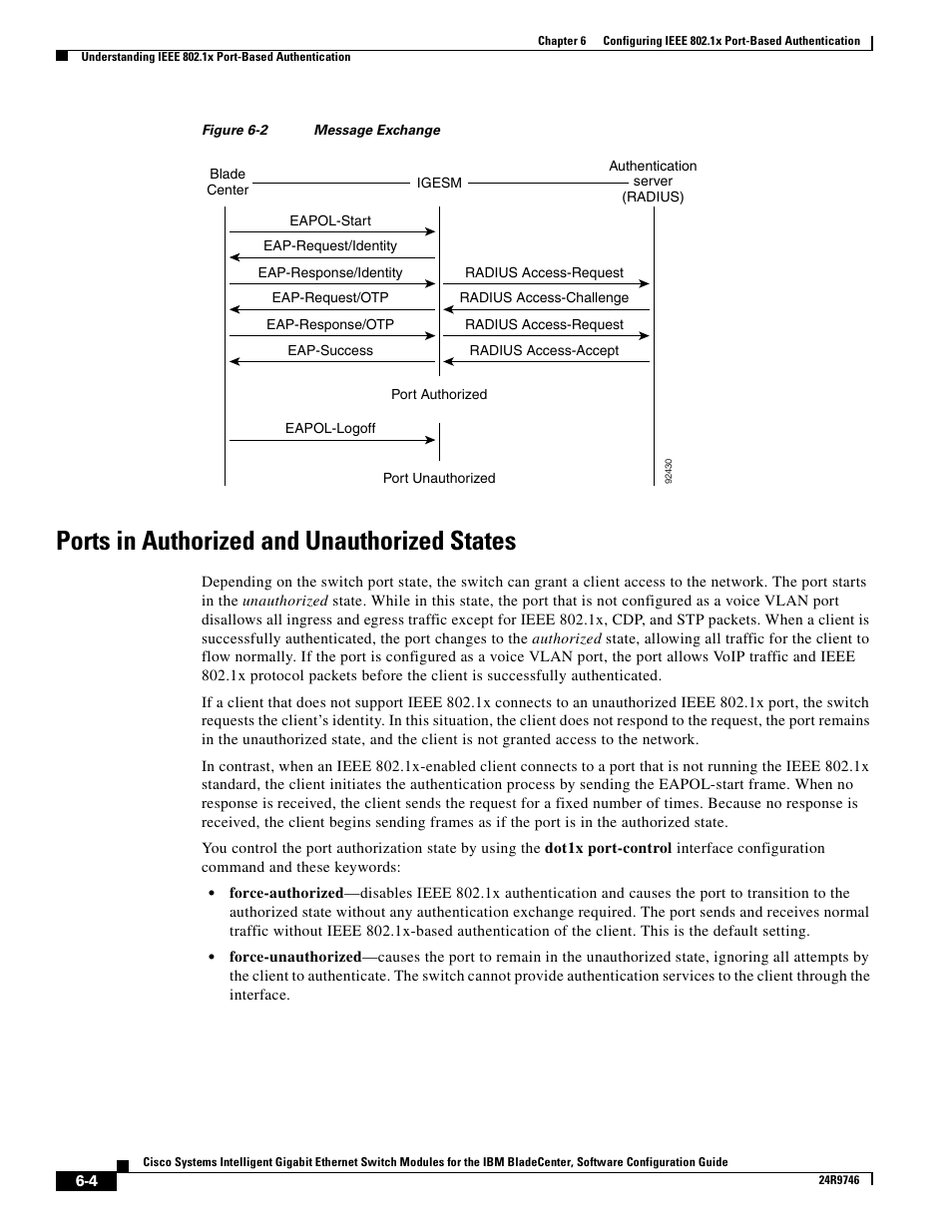 Ports in authorized and unauthorized states, Ports in, Figure 6-2 | IBM 12.1(22)EA6 User Manual | Page 120 / 550