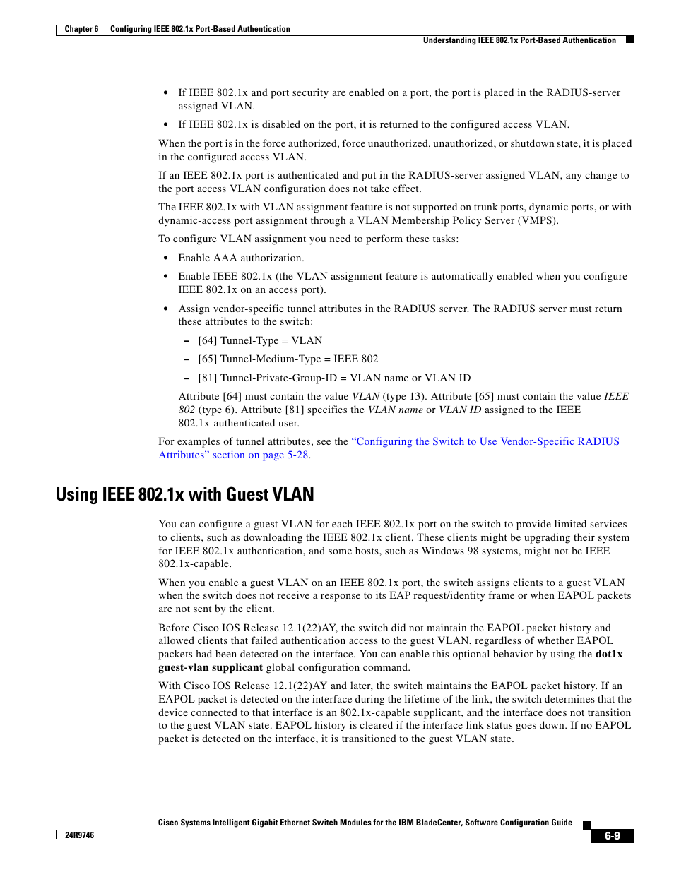 Using ieee 802.1x with guest vlan | IBM 12.1(22)EA6 User Manual | Page 125 / 550