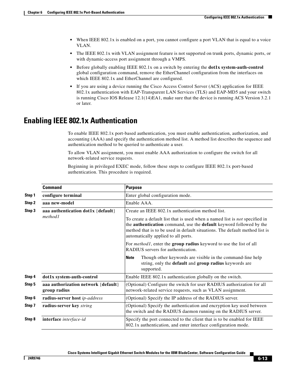 Enabling ieee 802.1x authentication | IBM 12.1(22)EA6 User Manual | Page 129 / 550