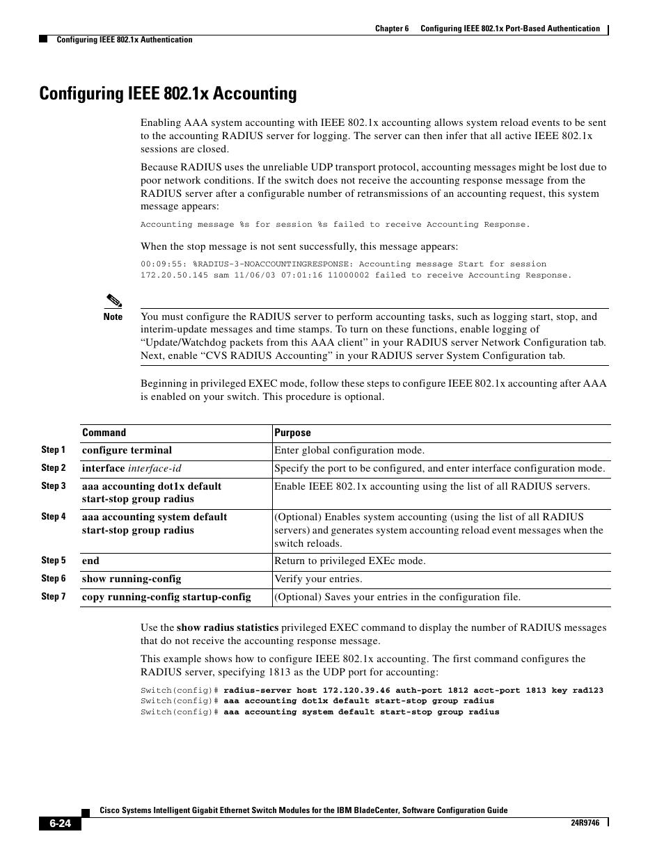 Configuring ieee 802.1x accounting | IBM 12.1(22)EA6 User Manual | Page 140 / 550