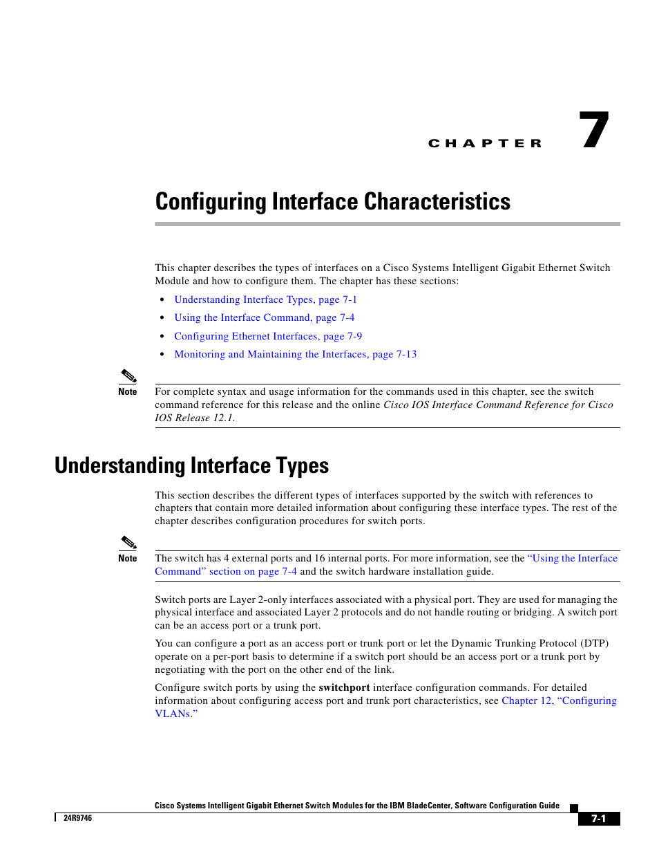 Configuring interface characteristics, Understanding interface types, C h a p t e r | IBM 12.1(22)EA6 User Manual | Page 143 / 550