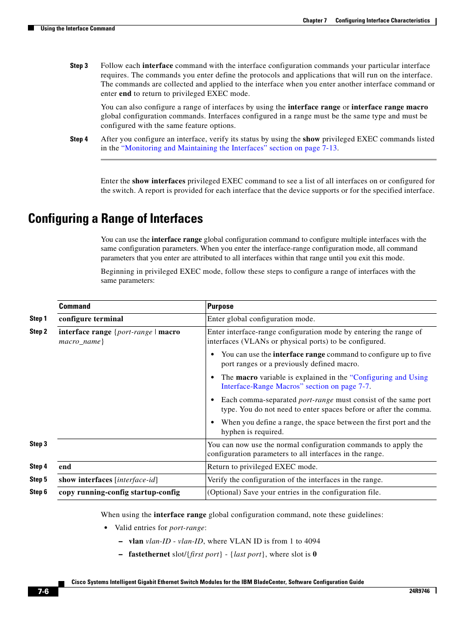 Configuring a range of interfaces | IBM 12.1(22)EA6 User Manual | Page 148 / 550