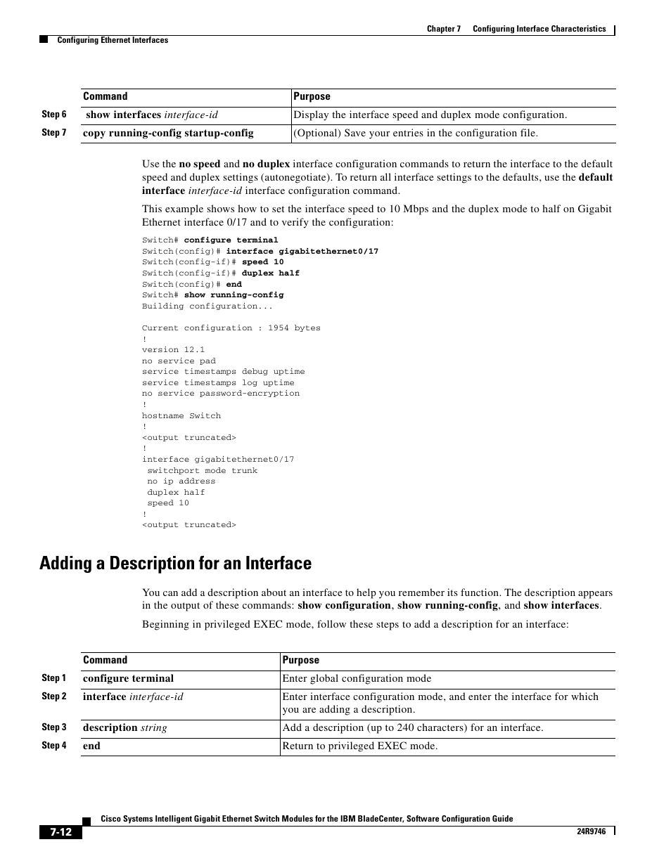 Adding a description for an interface | IBM 12.1(22)EA6 User Manual | Page 154 / 550