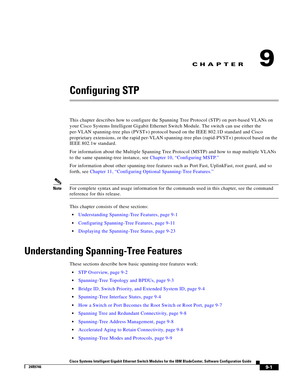 Configuring stp, Understanding spanning-tree features, C h a p t e r | IBM 12.1(22)EA6 User Manual | Page 167 / 550