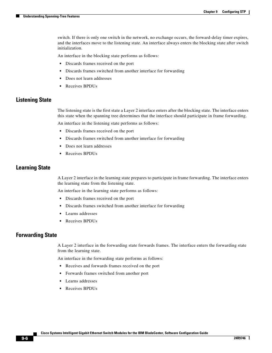 Listening state, Learning state, Forwarding state | IBM 12.1(22)EA6 User Manual | Page 172 / 550
