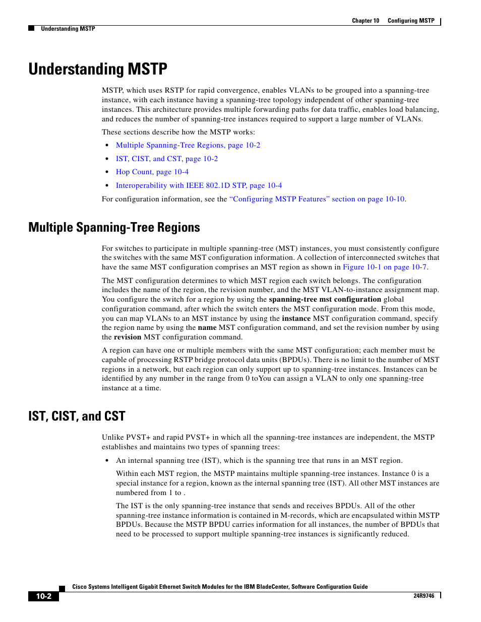 Understanding mstp, Multiple spanning-tree regions, Ist, cist, and cst | IBM 12.1(22)EA6 User Manual | Page 192 / 550