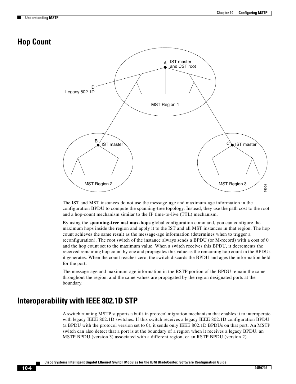 Hop count, Interoperability with ieee 802.1d stp | IBM 12.1(22)EA6 User Manual | Page 194 / 550