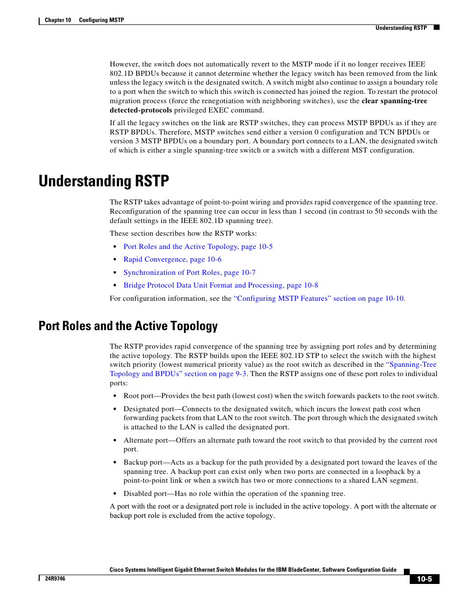 Understanding rstp, Port roles and the active topology | IBM 12.1(22)EA6 User Manual | Page 195 / 550