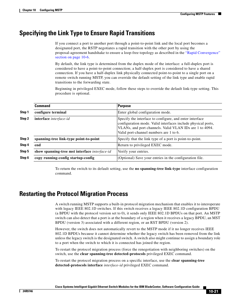 Restarting the protocol migration process | IBM 12.1(22)EA6 User Manual | Page 211 / 550