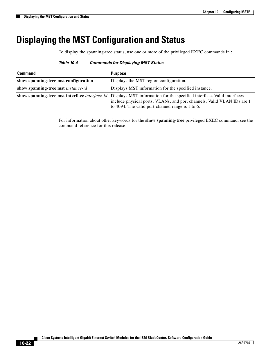 Displaying the mst configuration and status | IBM 12.1(22)EA6 User Manual | Page 212 / 550