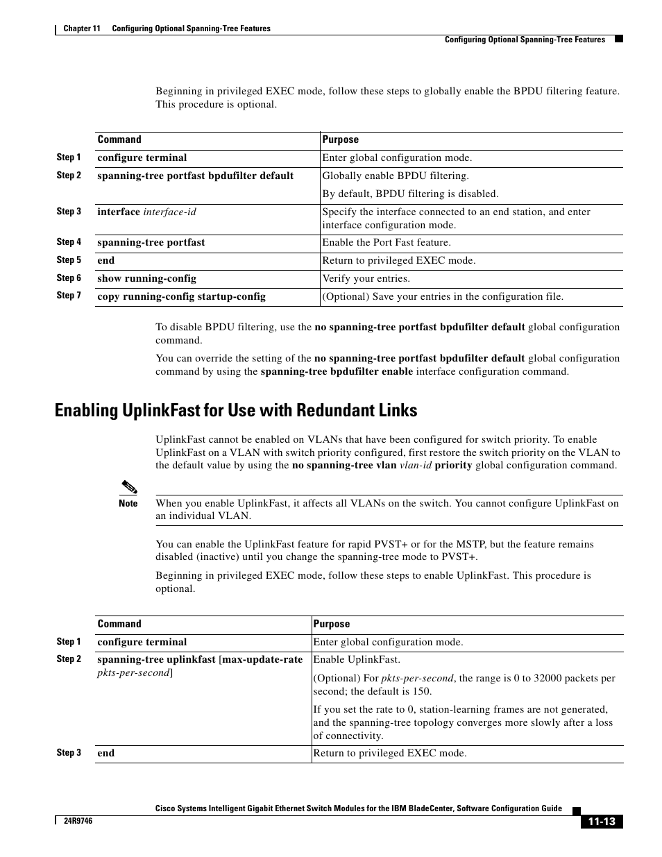 Enabling uplinkfast for use with redundant links | IBM 12.1(22)EA6 User Manual | Page 225 / 550