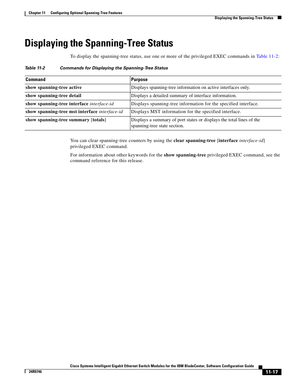 Displaying the spanning-tree status | IBM 12.1(22)EA6 User Manual | Page 229 / 550