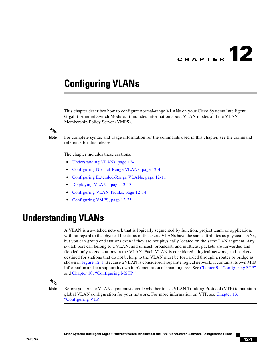 Configuring vlans, Understanding vlans, C h a p t e r | Chapter 12, “configuring, Vlans, Chapter 12, “configuring vlans | IBM 12.1(22)EA6 User Manual | Page 231 / 550