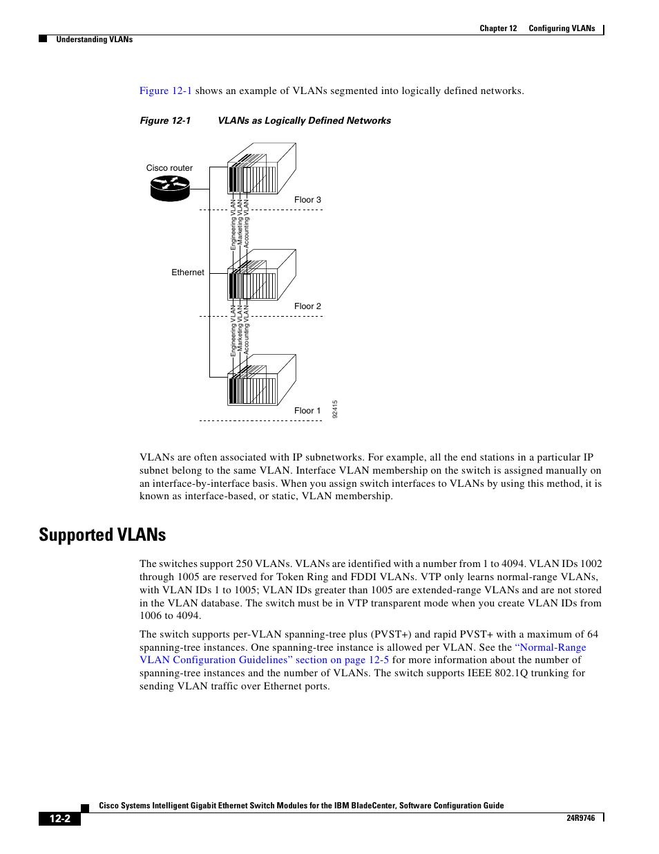 Supported vlans, Figure 12-1 | IBM 12.1(22)EA6 User Manual | Page 232 / 550