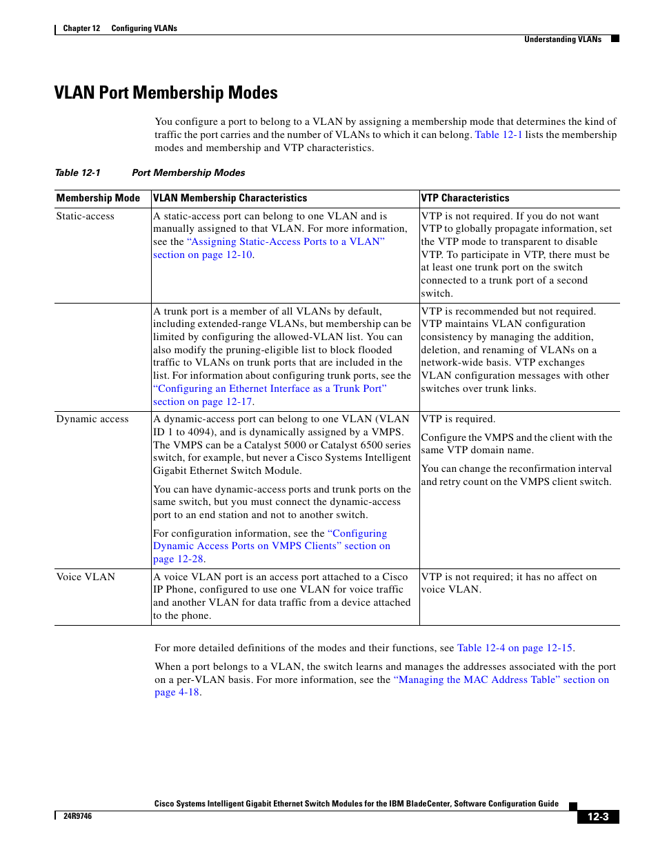 Vlan port membership modes | IBM 12.1(22)EA6 User Manual | Page 233 / 550