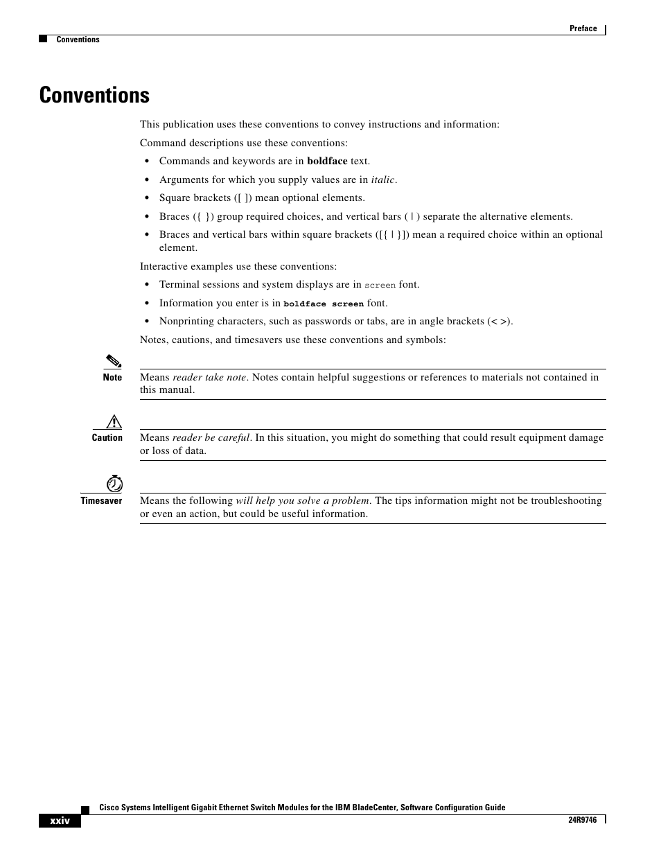 Conventions | IBM 12.1(22)EA6 User Manual | Page 24 / 550