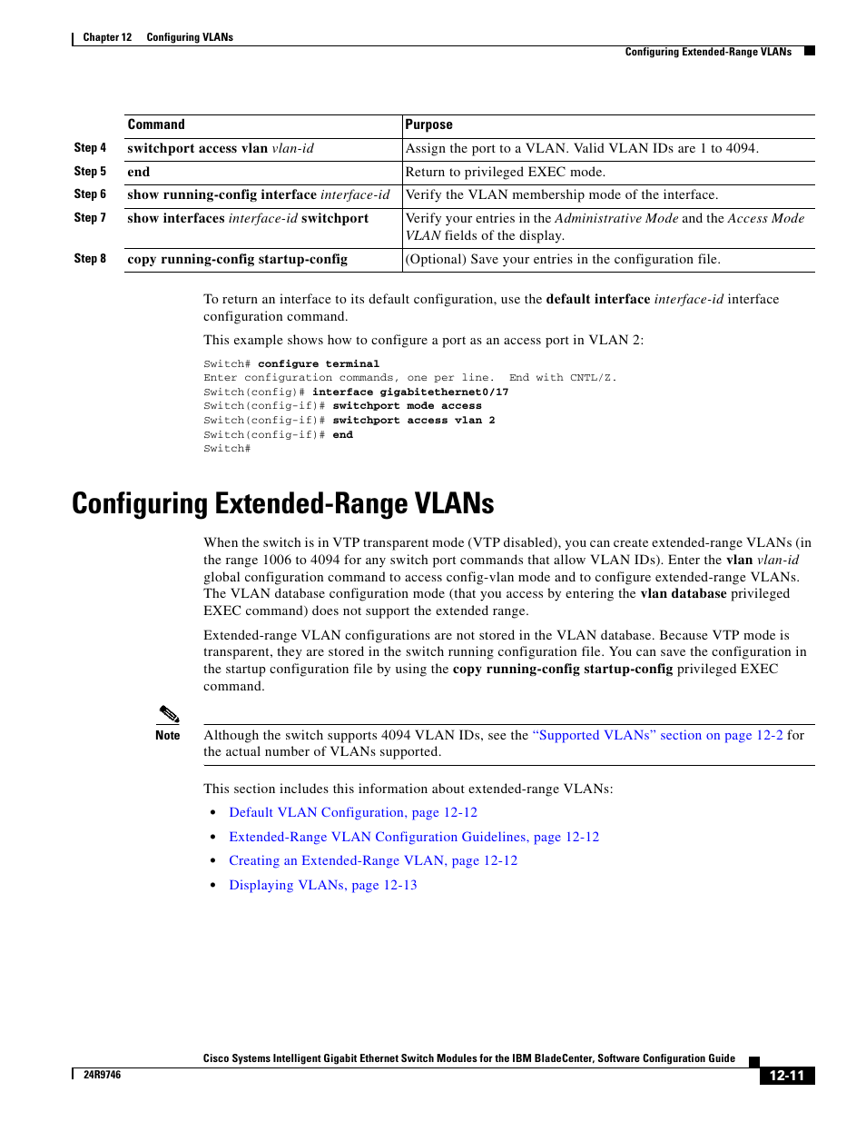 Configuring extended-range vlans, Configuring, Configuring extended-range vlans” section on | Ge vlans” section on | IBM 12.1(22)EA6 User Manual | Page 241 / 550