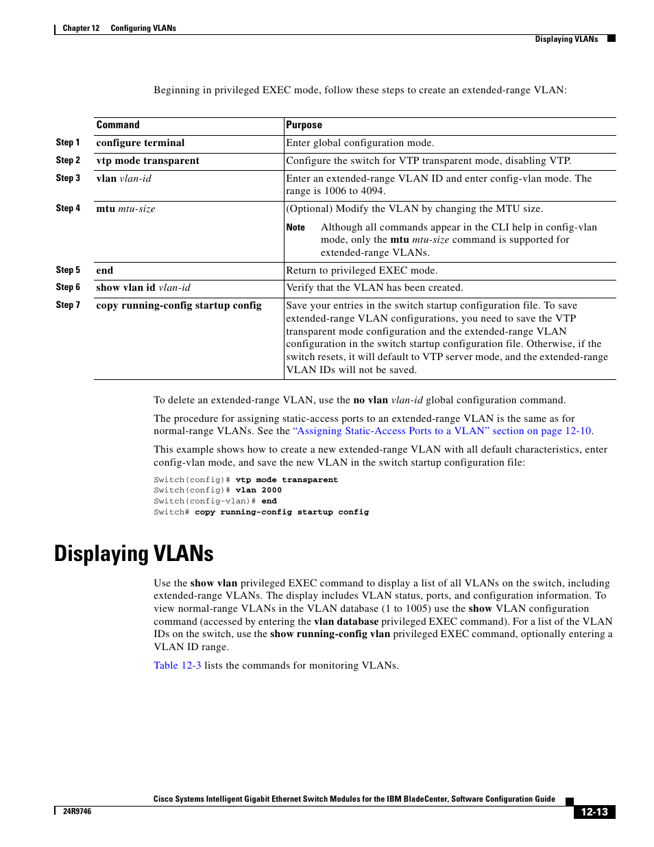 Displaying vlans | IBM 12.1(22)EA6 User Manual | Page 243 / 550