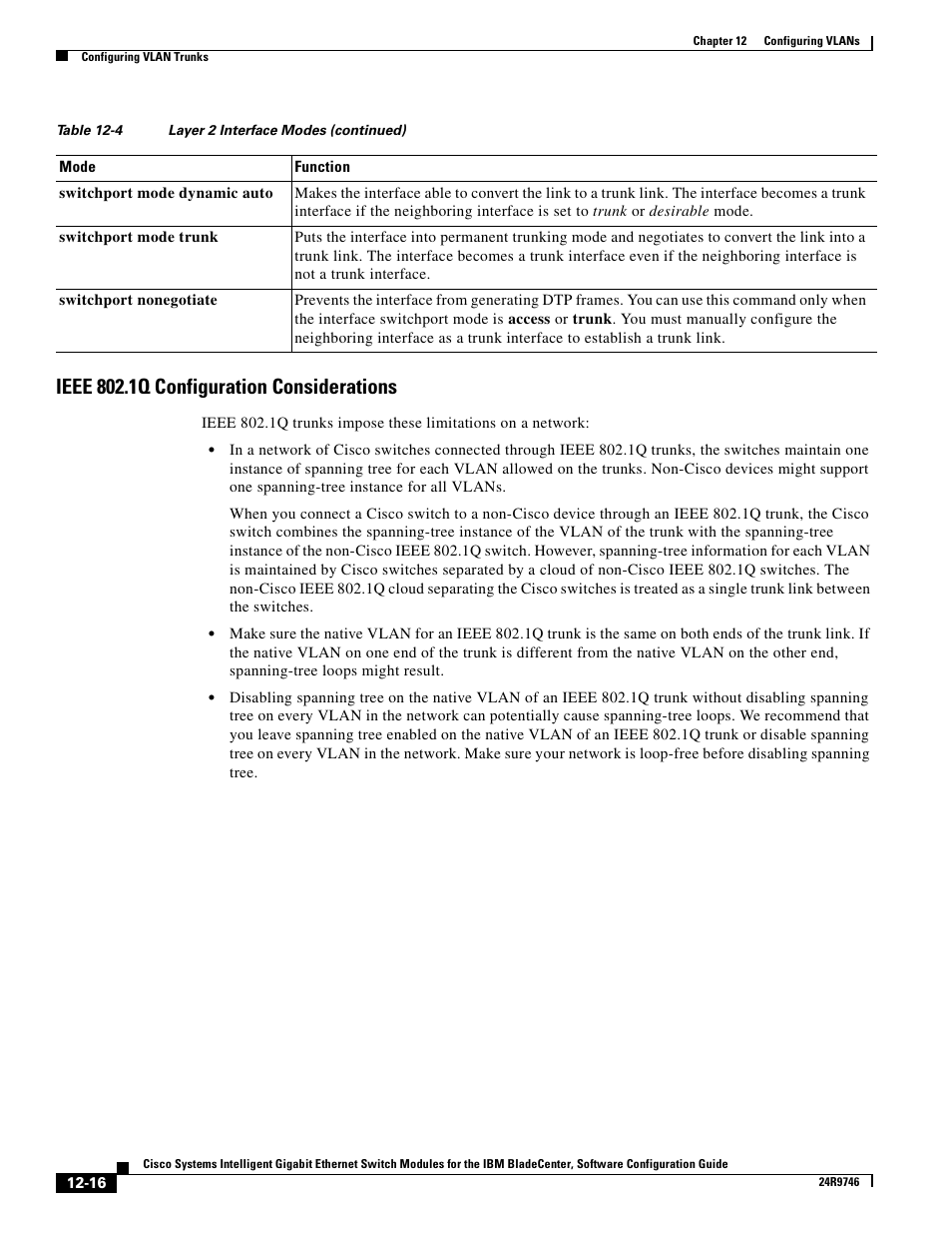 Ieee 802.1q configuration considerations | IBM 12.1(22)EA6 User Manual | Page 246 / 550