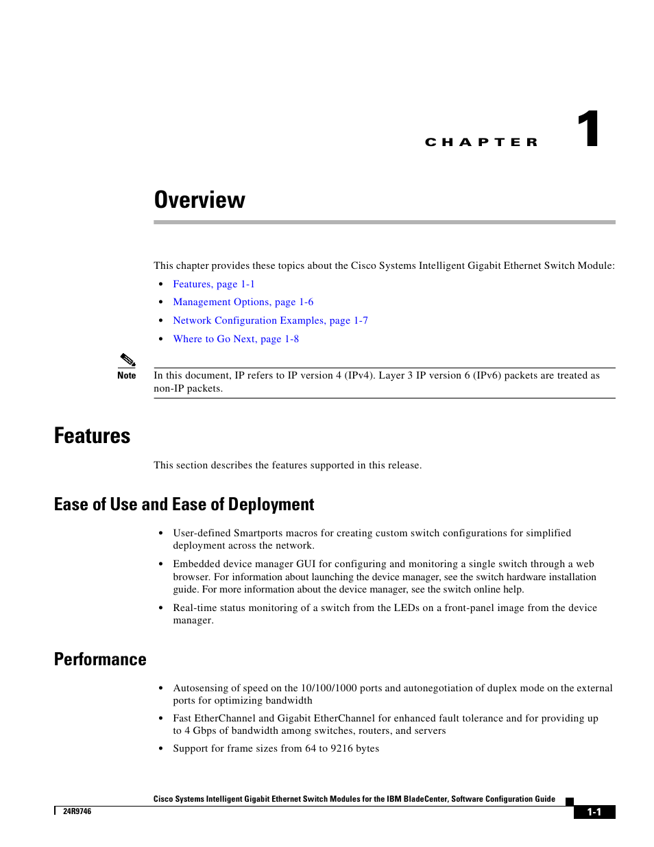Overview, Features, Ease of use and ease of deployment | Performance, C h a p t e r | IBM 12.1(22)EA6 User Manual | Page 27 / 550