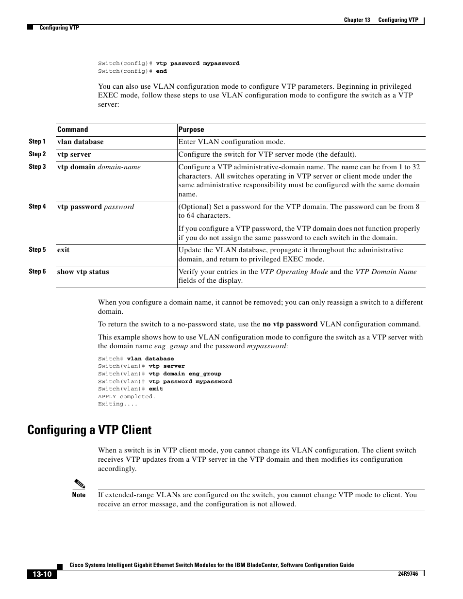 Configuring a vtp client | IBM 12.1(22)EA6 User Manual | Page 272 / 550