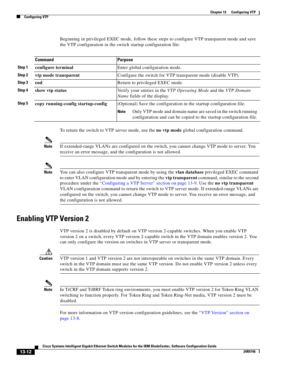 Enabling vtp version 2 | IBM 12.1(22)EA6 User Manual | Page 274 / 550